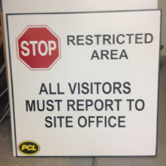 stop restricted area sign